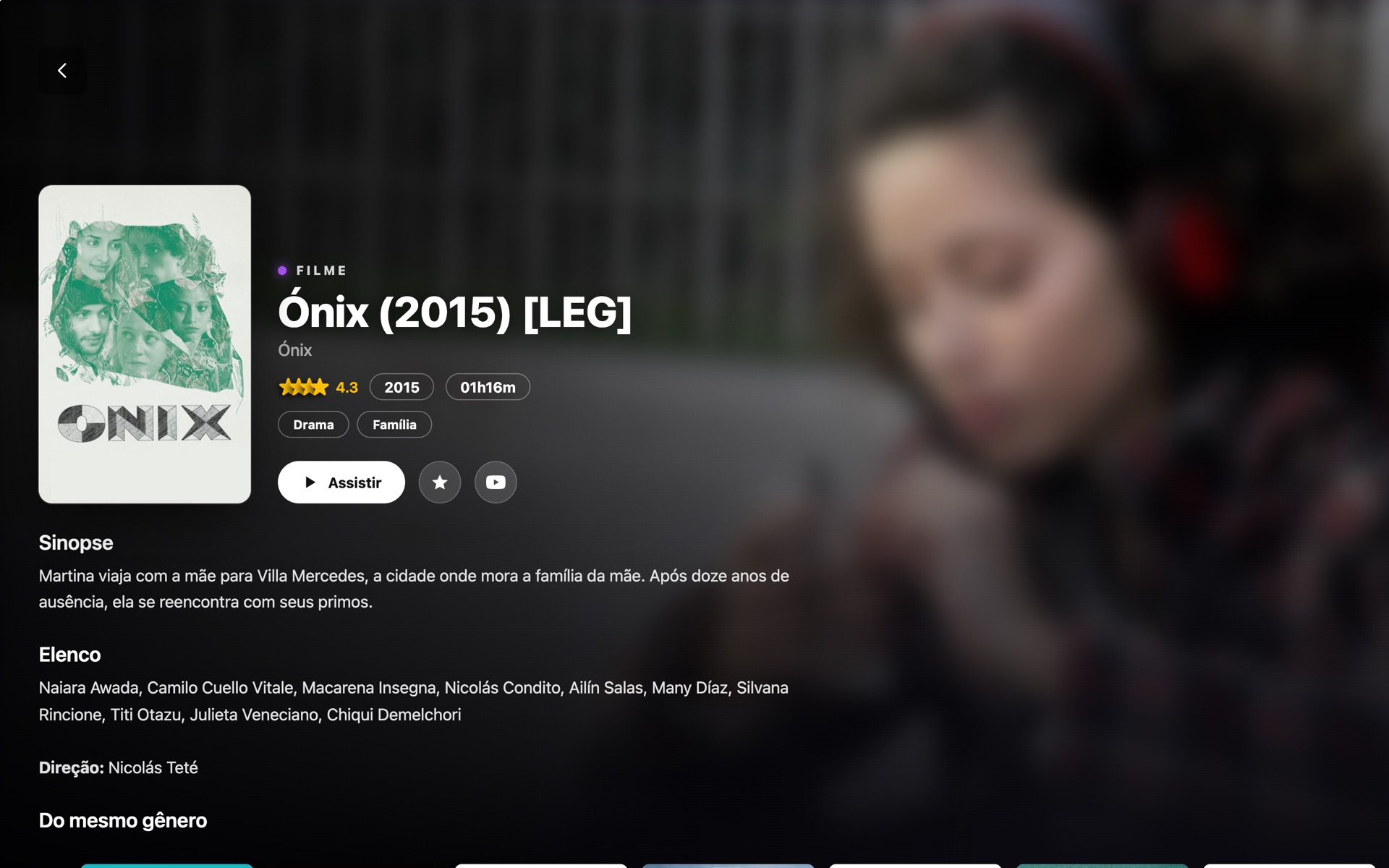 Página de detalhe de um filme